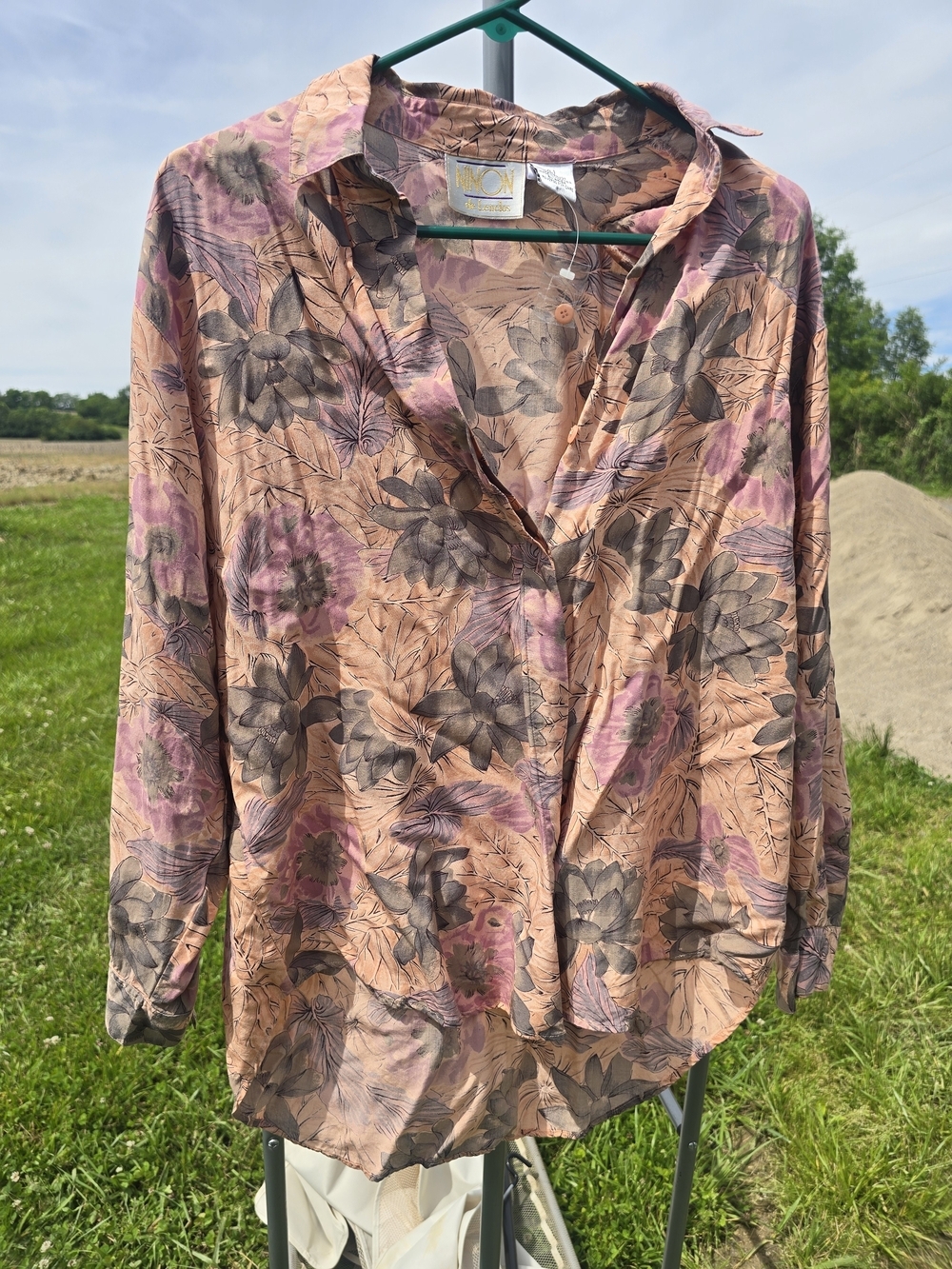 Vintage 80s 90s Ninon de Lenclos Floral Button Down Blouse